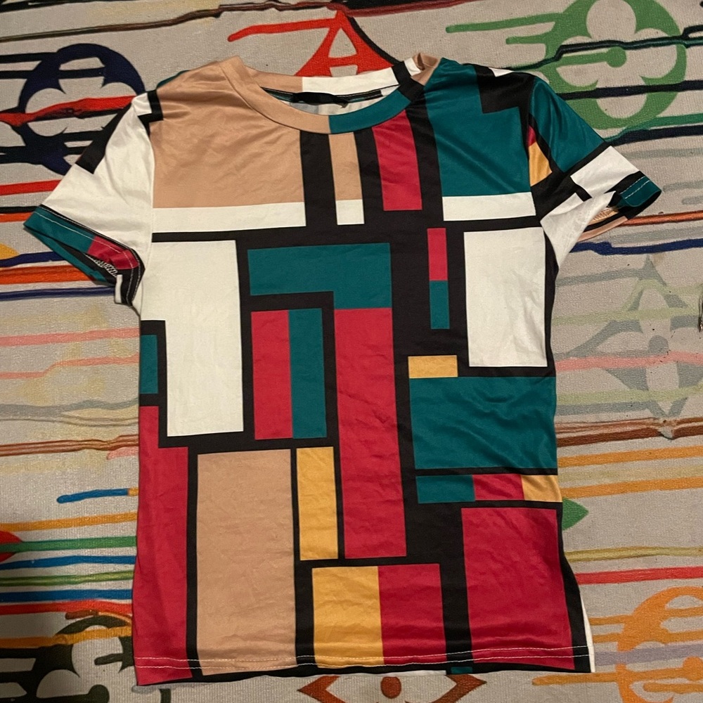 SHEIN Geometric Print Patchwork Top